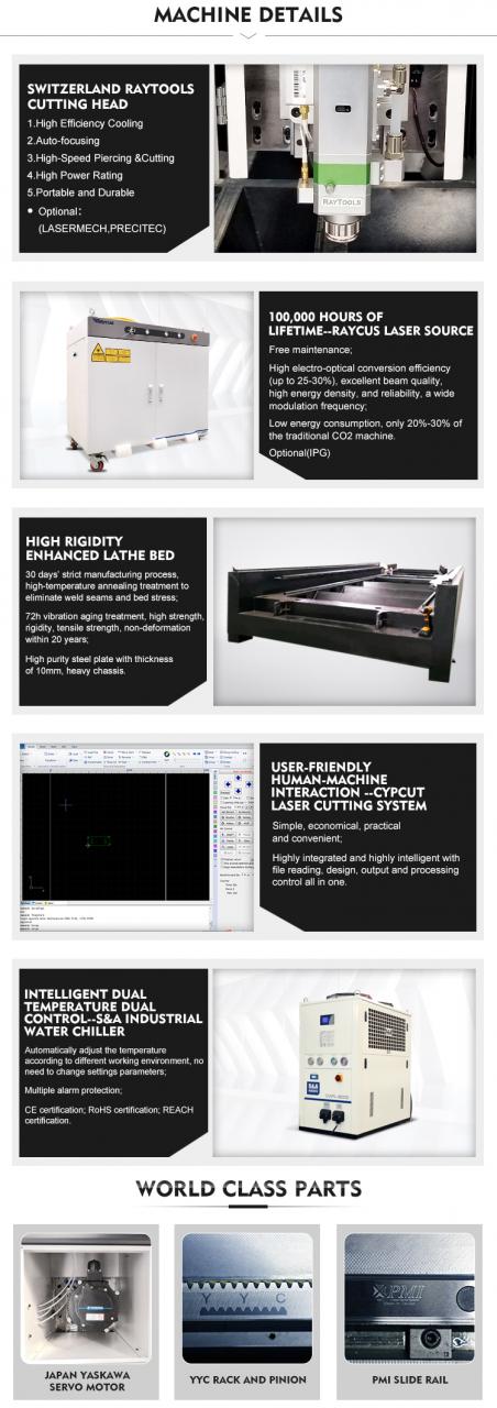 Máquinas de corte a laser de fibra CNC de 1kw 2kw 3kw 6kw para chapas de aço inoxidável