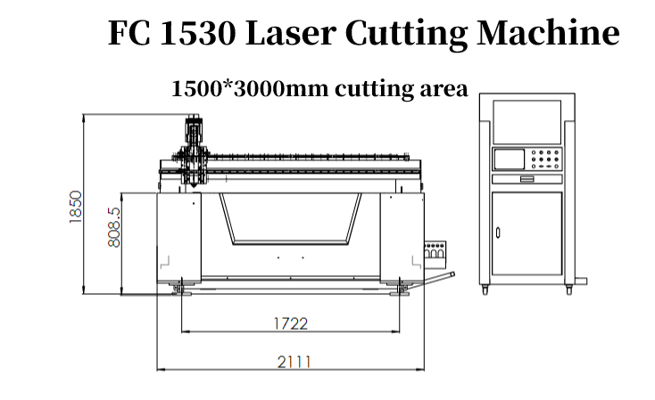 China Máquina de corte a laser de fibra de metal de metal industrial 1kw 2kw
